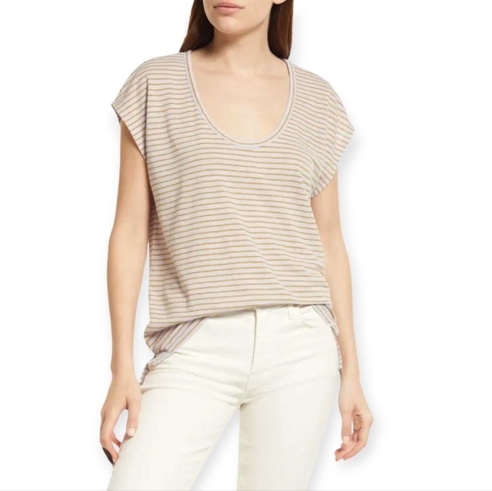 Madewell U-neck Linen Blend T-Shirt Xs